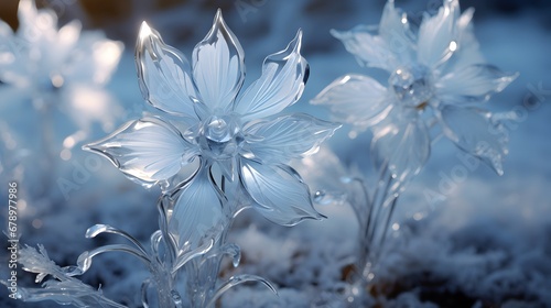 Frosty ice flowers. 