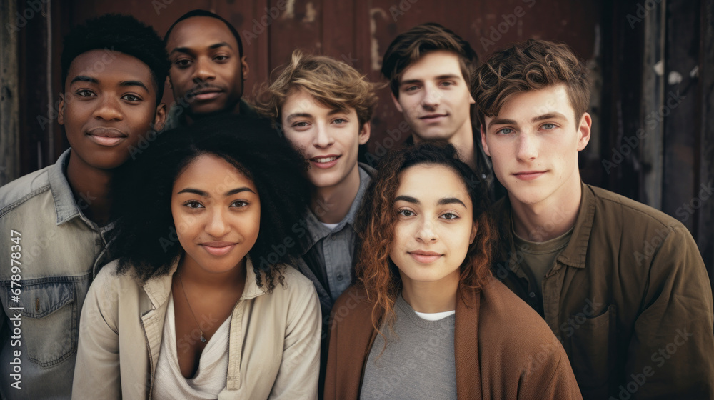 Diverse, group and youth portrait of young students or a friends for inclusivity and diversity. Confident, people or best friends taking a selfie together, having fun for protest or human rights Diverse, group and youth portrait of young students or a friends for inclusivity and diversity. Confident, people or best friends taking a selfie together, having fun for protest or human rights