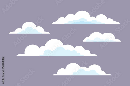 Sky clouds white. Clouds concept. Colored flat vector illustration isolated.