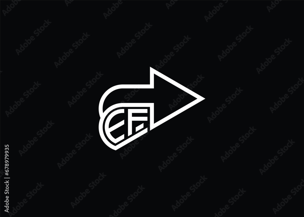 Minimal Awesome Trendy Arrow EF Logo Design Vector Template On Black Background Minimal Awesome Trendy Arrow EF Logo Design Vector Template On Black Background