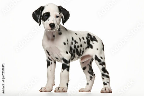 Side profile of a Dalmatian, known for its adorable spots and playful personality. Energetic charm is AI Generative.