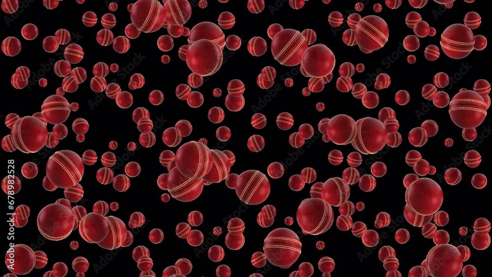 Cricket ball loop background LOOP TILE with alpha. This 3D animation of