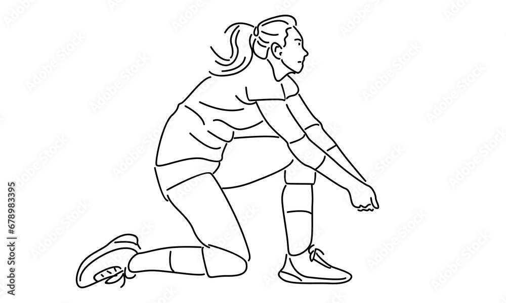 Fototapeta premium line art of female professional volleyball player