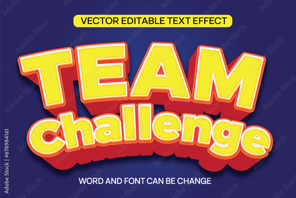 Team Challenge Text Effect Vector