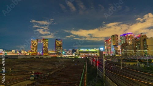 Time lapse 4k - Yongsan high speed train and subway station at night in Seoul,South Korea 