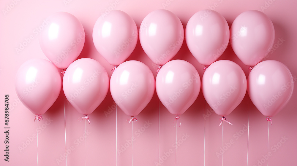 pink balloons flying HD 8K wallpaper Stock Photographic Image