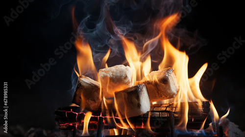 fire in the fireplace HD 8K wallpaper Stock Photographic Image © AA
