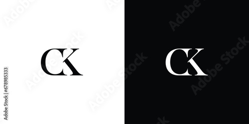 Abstract Creative Letter CK or KC letter design logo logotype icon concept with a serif font and classic elegant style look vector illustration