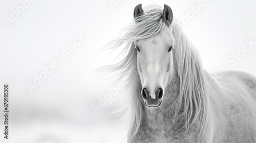 Majestic White Horse in Monochrome Elegance