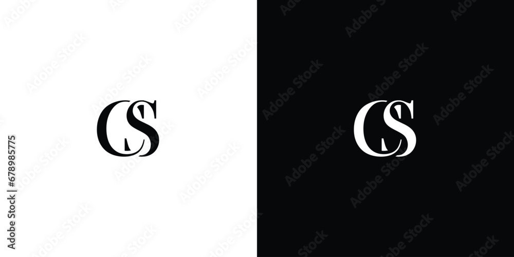 Abstract letter CS alphabet Typography fonts regular uppercase and lowercase vector illustration in black and white color