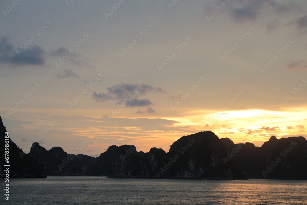 Sunset falls on Ha Long Bay - Vietnam