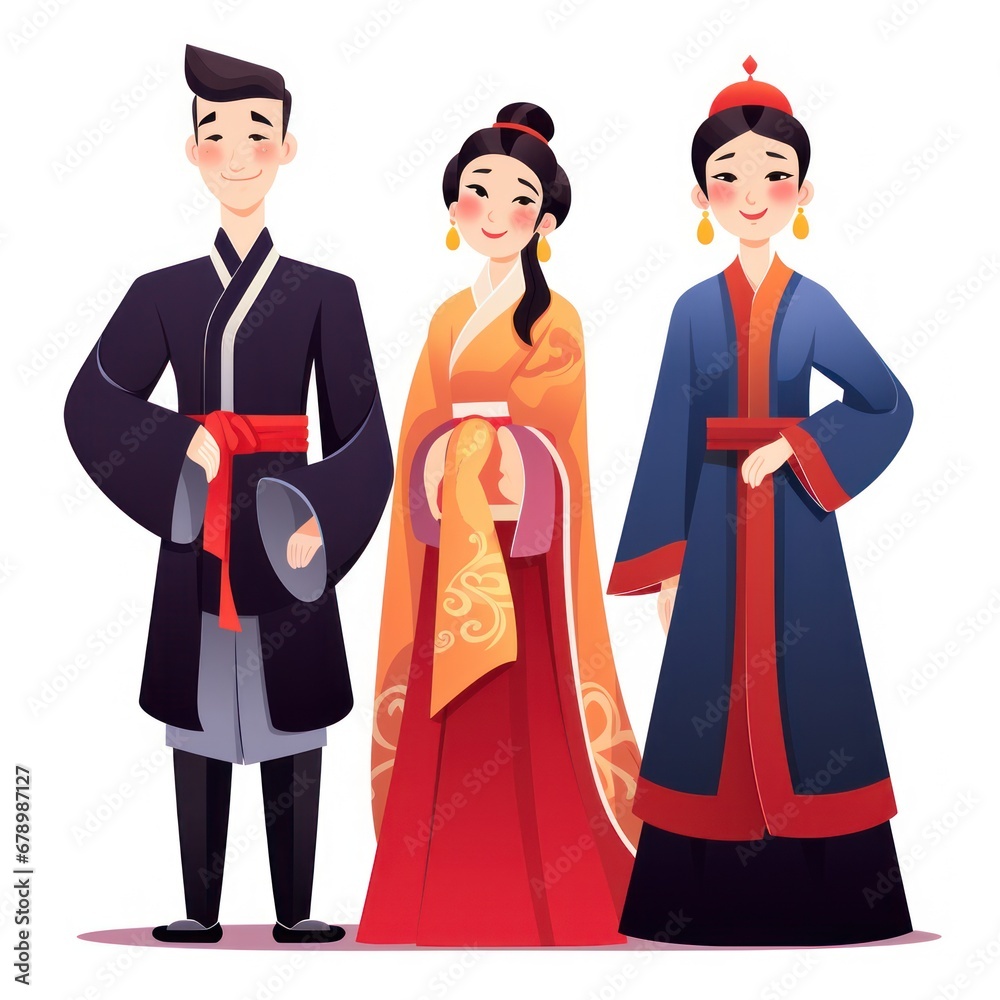 People in Chinese Traditional Costume
