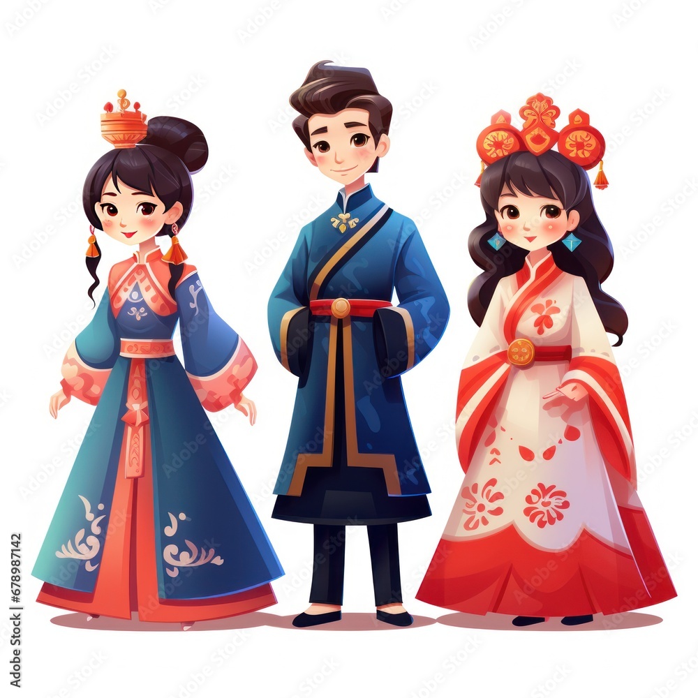 People in Chinese Traditional Costume
