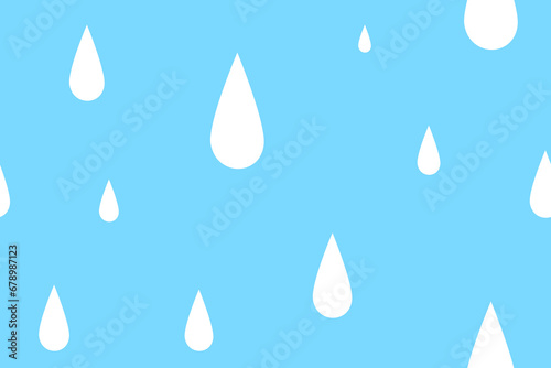 Vector illustration seamless drops pattern. raindrops on the window. droplets pattern. Spring abstract background in shades of blue. white water drop icon isolated on a blue background.