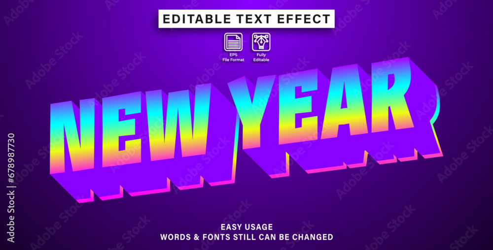 Obraz premium new year style editable text effect