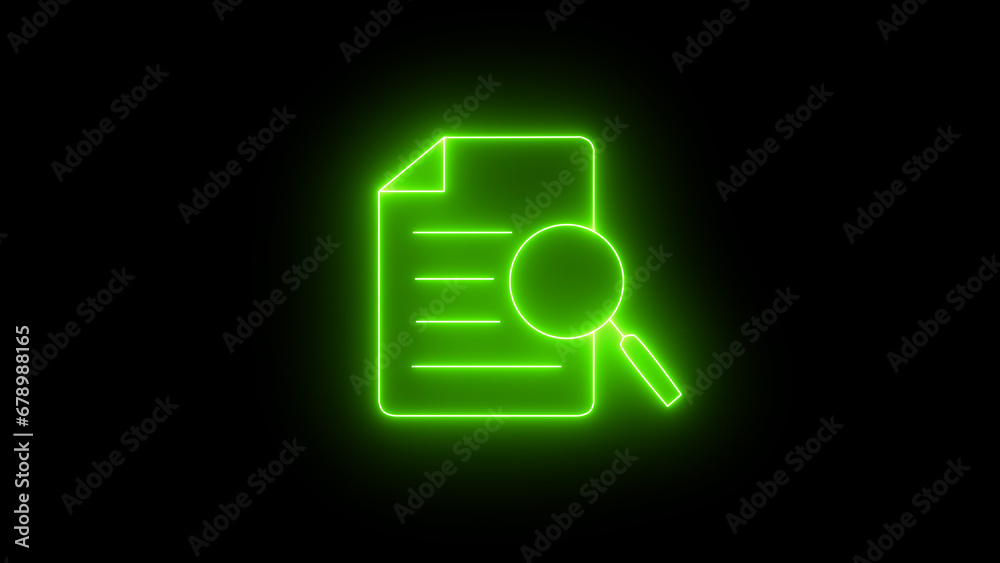Glowing Research case study icon. Report document symbol. Business marketing analysis forecast sign. Glowing Research case study icon. Report document symbol. Business marketing analysis forecast sign.