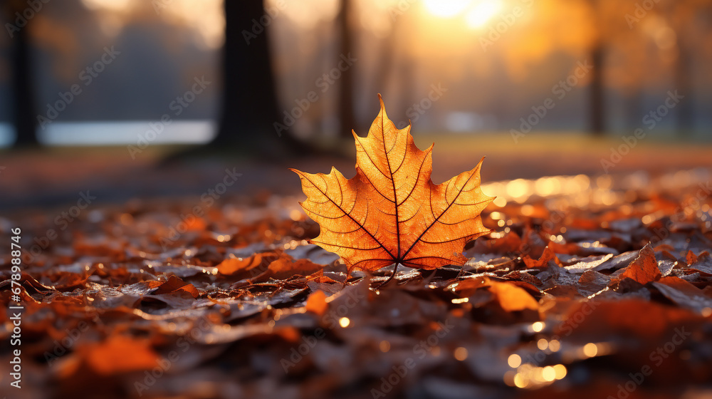 autumn leaves on the ground HD 8K wallpaper Stock Photographic Image