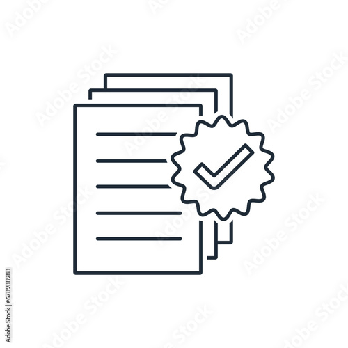 A new package of documents has been approved. Vector linear illustration icon isolated on white background.