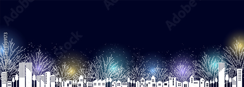 冬の街の寒色系イルミネーション