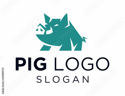 Logo about Pig created using the CorelDraw application. on a white background.