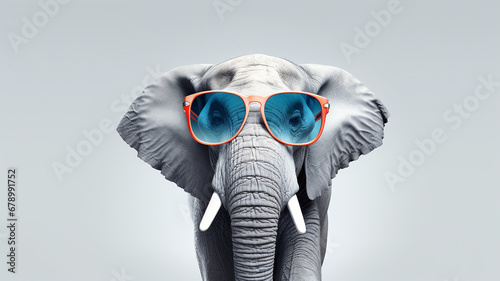wild elephant in trendy sunglasses