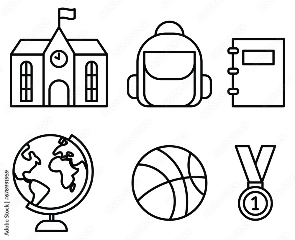 Set of education Icons. school icon and simple line art style icons pack Set of education Icons. school icon and simple line art style icons pack