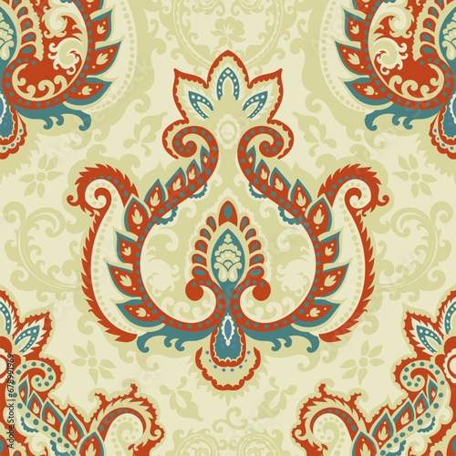 Abstract damask vintage ornament, floral print