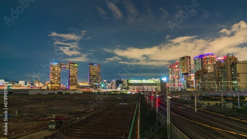 Time lapse 4k - Yongsan high speed train and subway station at night in Seoul,South Korea 