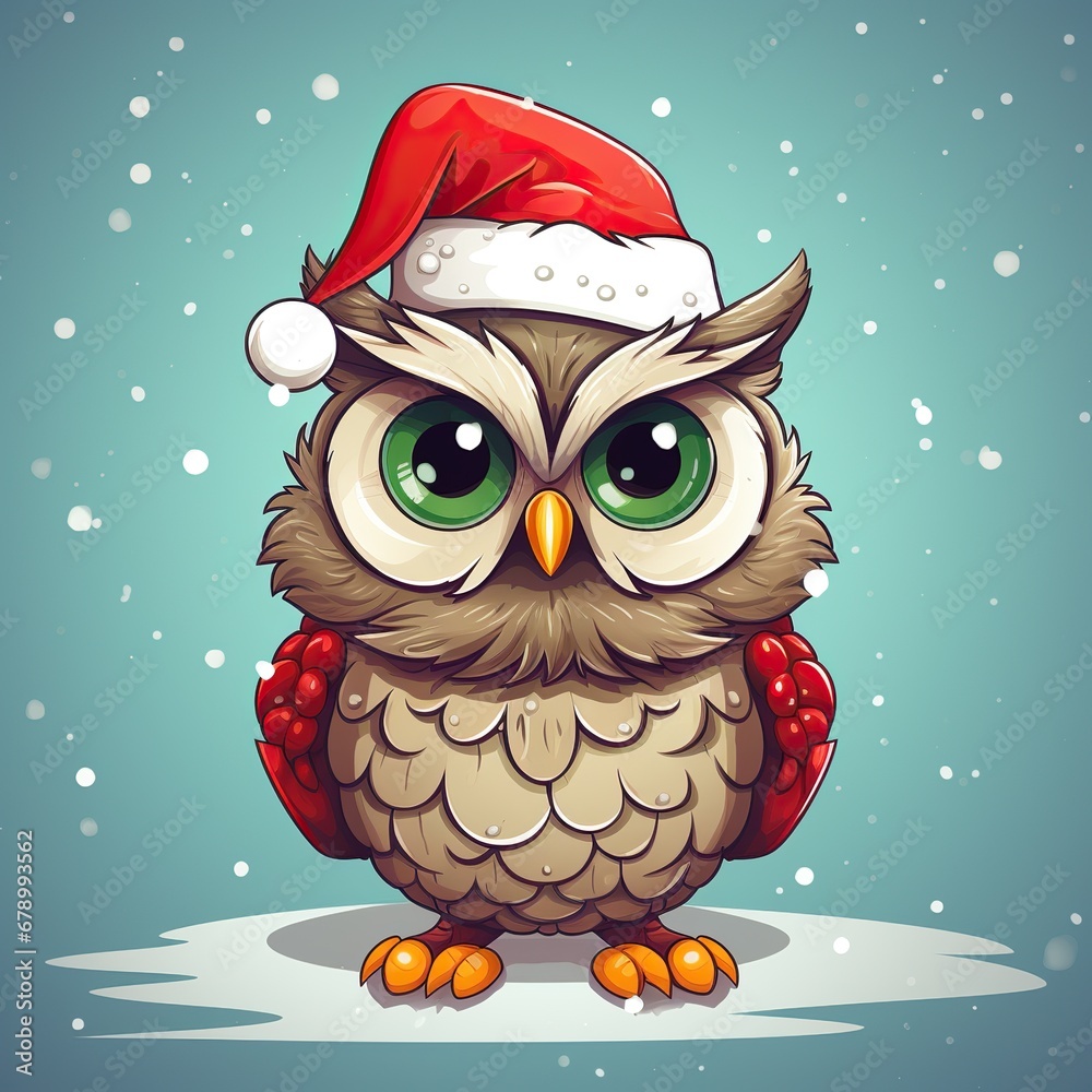 Joyful Christmas Owl Vector