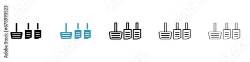 Car pedal vector illustration set. Brake, clutch, and accelerator pedals line icon in black and white color. photo