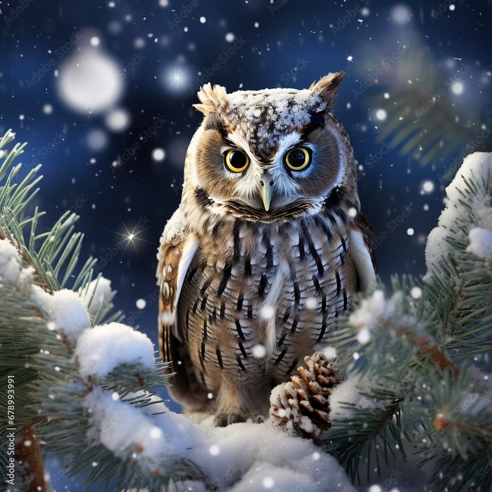 great horned owl in winter great horned owl in winter