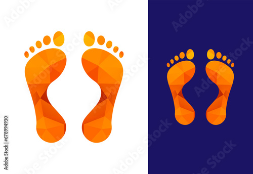 foot and foot care icon logo, low poly and ankle healthcare, Free Vector