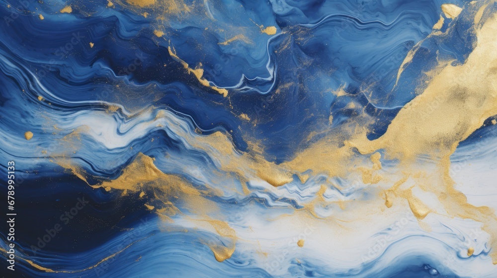 Luxury Indigo Blue Marble and Gold Abstract Wallpaper Texture.