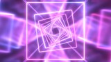 Inside Futuristic Ultraviolet Neon Tube Twisted Square Endless Tunnel - Abstract Background Texture