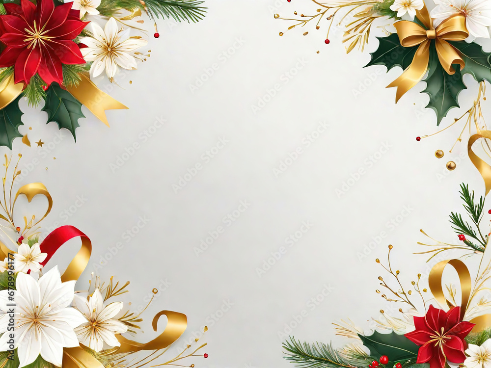 Fondo blanco con motivos navideños en las esquinas, con espacio al ...