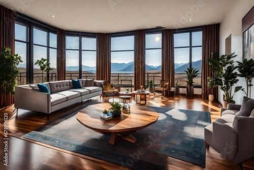 Beautiful living room with hardwood floors and amazing view © Malaika