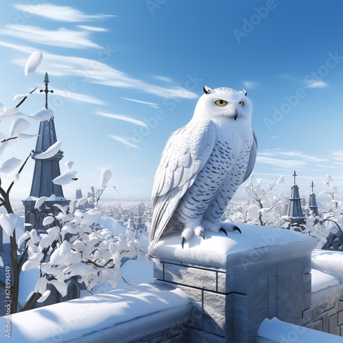 snowy owl in the snow