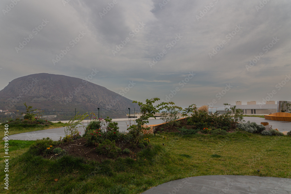 Fototapeta premium The interior of the hotel and the surrounding area of the Gurzuf Riviera Spa and Residence. Gurzuf, Crimea, Russia. 04.11.2023