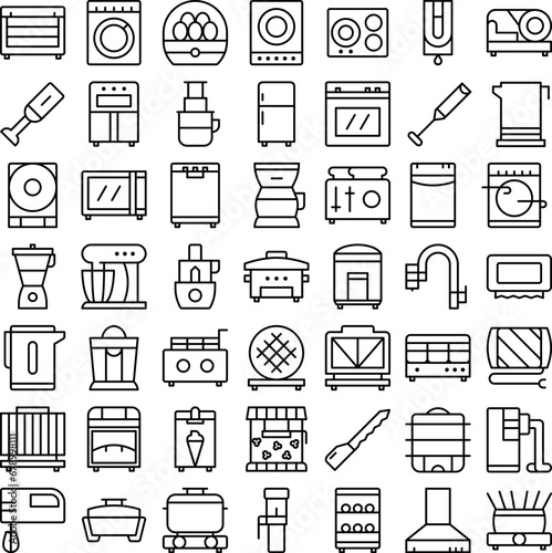 Vector of Kitchen Appliance Icon Set. Perfect for user interface, new application.
