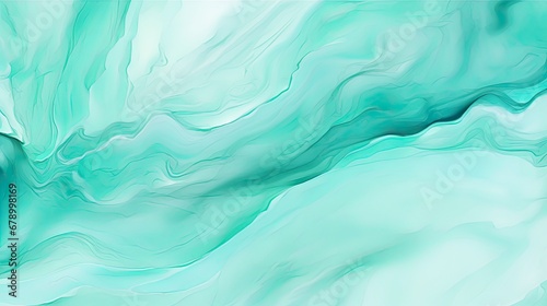 Pastel Cyan Mint Marbled Watercolor Background with White Lines for Wedding Invitations.