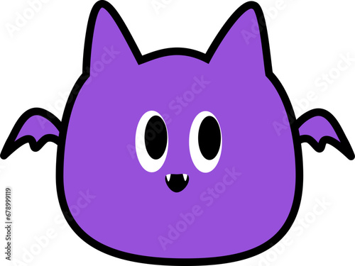 chubby purple bat smiling