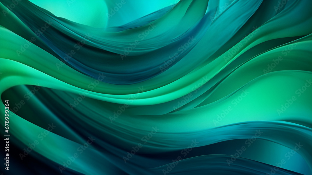Fototapeta premium Emerald Green and Teal Fluid Color Waves Abstract Pattern