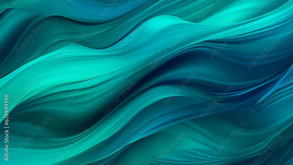 Fototapeta premium Emerald Green and Teal Fluid Color Waves Abstract Pattern