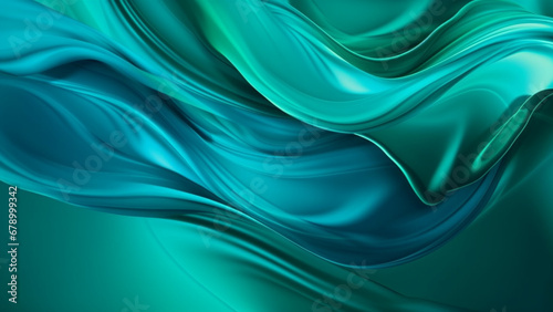 Emerald Green and Teal Fluid Color Waves Abstract Pattern
