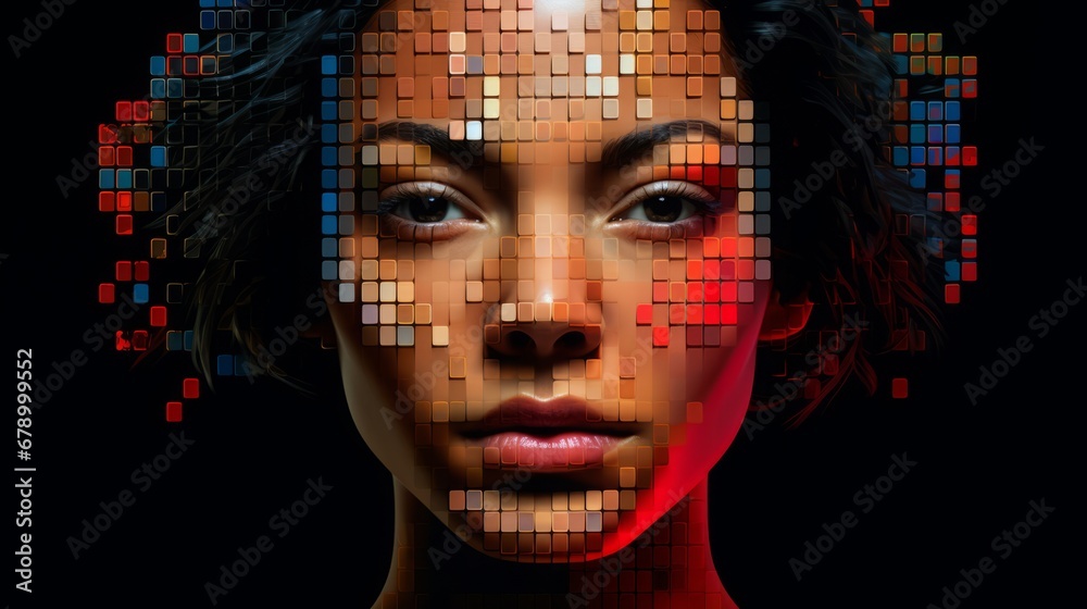 pixel art female fashion portrait, 16:9