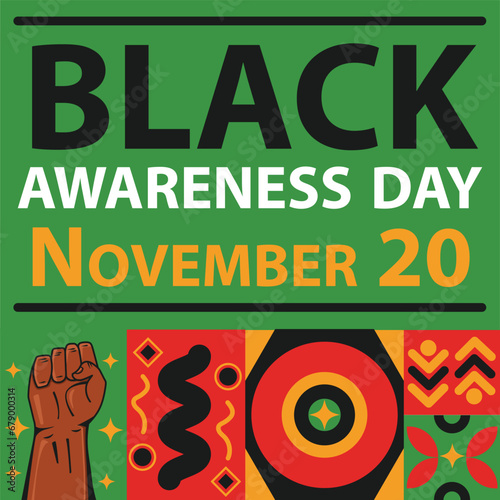 black awareness day vector banner design. Happy black awareness day modern minimal graphic poster illustration. photo