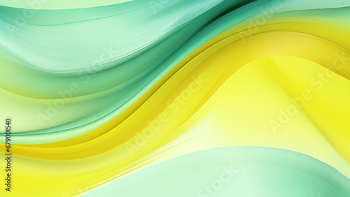 Mint Green and Lemonade Yellow Fluid Color Waves Pattern
