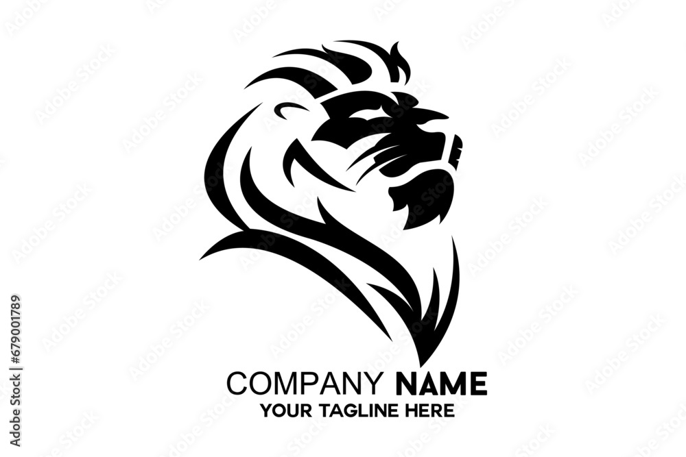 Obraz premium the silhouette of a lion's head is dashing and fierce