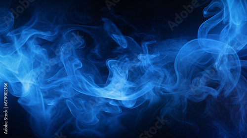 A blue and black scene with smoke