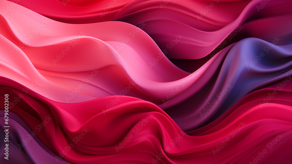 Obraz premium Ruby Red and Amethyst Purple Fluid Waves Abstract Pattern